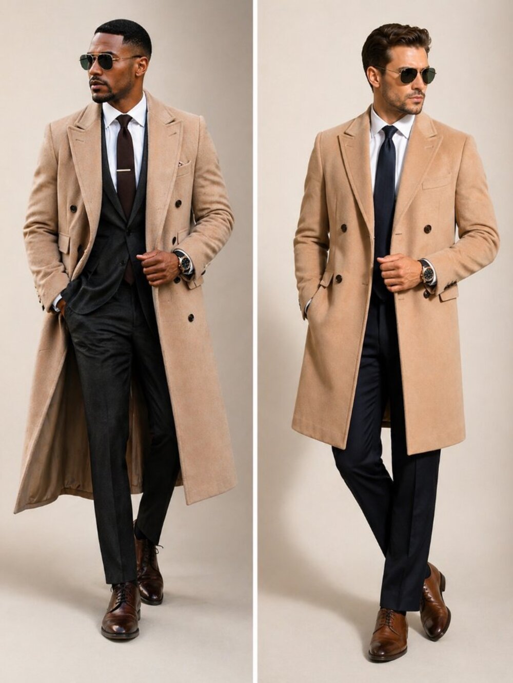 Vintage 60s Wool Overcoat Full Length Tan Classic Executive Style